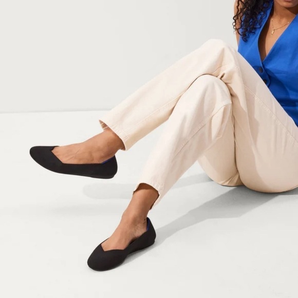 NEW Rothy’s The Flat Round Toe Knit Ballet Flat in Black Solid Women’s Sz 8 - Picture 2 of 10